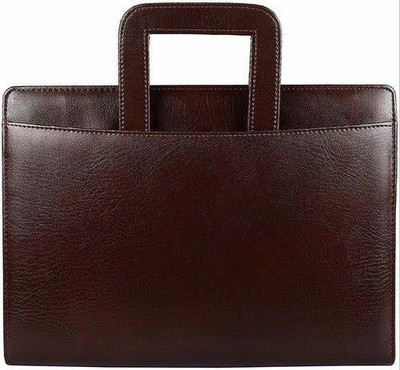 True-Ally Leather Premium Leatherette A4 Conference 2D Ring Binder File Folder with Adjustable Handle Includes 25 Leaf of 200 Micron Sheet Protector for Interview Documents Certificates , Dark Chocolate(Set Of 1, Brown)