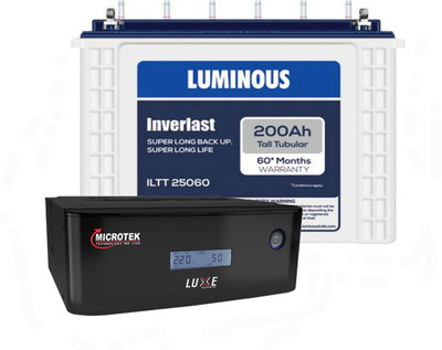 LUMINOUS Tubular Inverter Battery(200 Ah, ILTT25060 +MICROTEK UPS LUXE SW 1200 (12V))