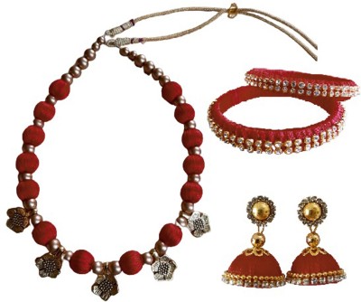 SRI Metal, Dori Maroon Jewellery Set(Pack of 1)