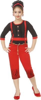 Star Case Printed Girls Jumpsuit