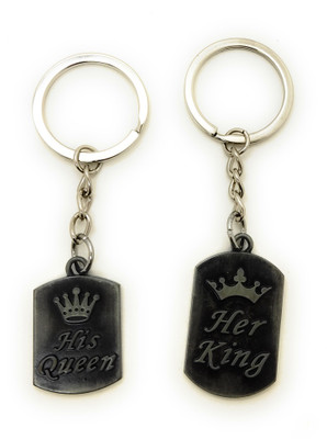 Auspice Set Of 2 Her King His Queen Metal Key Chain