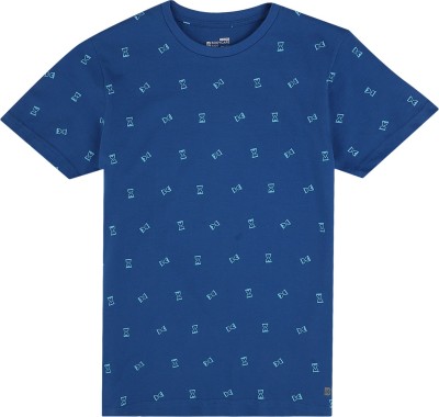 BodyCare Boys Printed Pure Cotton T Shirt(Blue, Pack of 1)