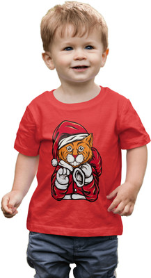 inkwale Boys Printed Cotton Blend Regular T Shirt(Red, Pack of 1)