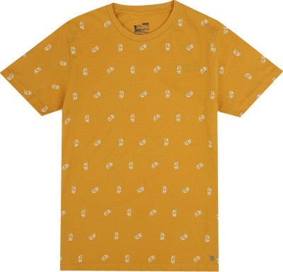 BodyCare Boys Printed Pure Cotton T Shirt(Yellow, Pack of 1)