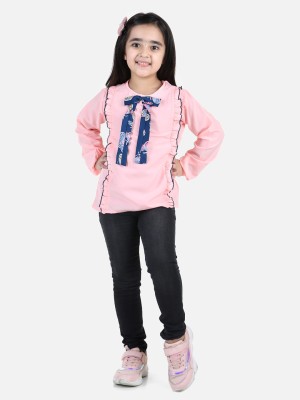 CUTIEKINS Girls Casual Polyester A-line Top(Pink, Pack of 1)