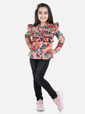 CUTIEKINS Girls Casual Polyester Full Sleeve Top(Multicolor, Pack of 1)