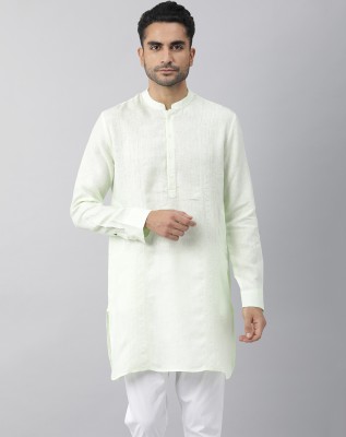 Rare Rabbit Men Self Design Straight Kurta(Light Green)