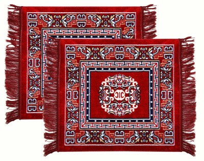 KUBER INDUSTRIES Velvet Prayer Mat(Maroon, Free, Pack of 2)