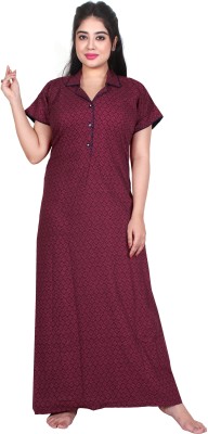 ZAIRRA Women Nighty(Maroon)