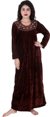 Glossia Women Nighty(Brown)