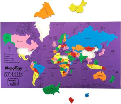 Imagimake Mapology World Map & Its Countries- Learning Aid & Educational Toy- Age 4 years+(68 Pieces)