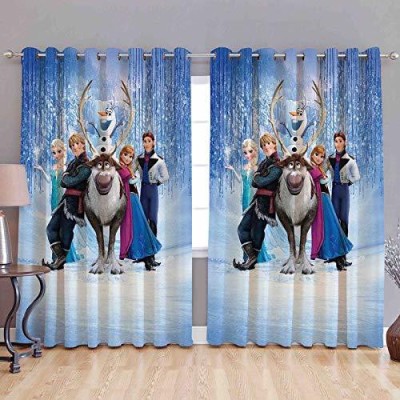 VSD 274 cm (9 ft) Polyester Room Darkening Long Door Curtain (Pack Of 2)(Cartoon, Blue)