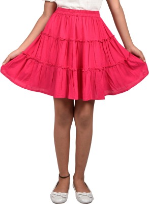 chuppan chupai Solid Girls Flared Pink Skirt