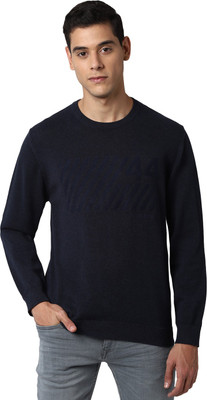 Allen Solly Printed Round Neck Casual Men Blue Sweater