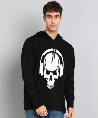 YFB Printed Men Hooded Neck Black T-Shirt