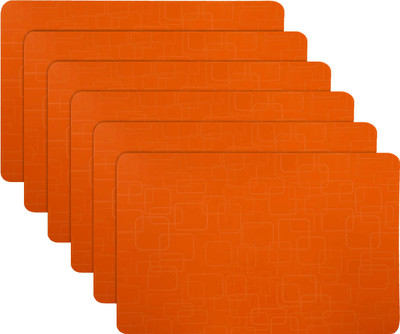KUBER INDUSTRIES Rectangular Pack of 6 Table Placemat(Orange, PVC)