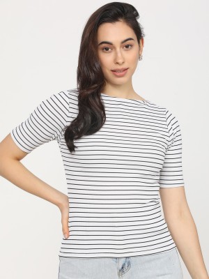 Tokyo Talkies Casual Striped Women White Top