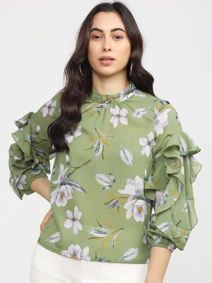Tokyo Talkies Casual Printed Women Green Top
