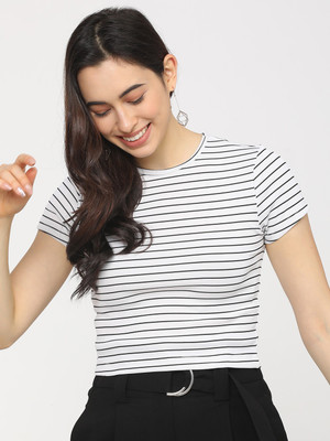 Tokyo Talkies Casual Striped Women White Top
