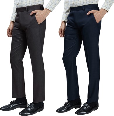 C3 Regular Fit Men Brown, Dark Blue Trousers