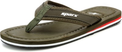 Sparx Men Flip Flops(Olive, Red , 10)