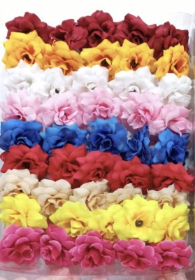 Bakewareind Red, Blue, Beige, Orange, White, Yellow, Maroon, Pink, Purple Cherry Blossom Artificial Flower(2 inch, Pack of 50, Single Flower)