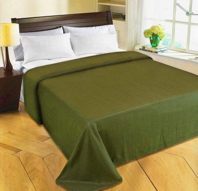 evohome Solid Double Fleece Blanket for  Mild Winter(Polyester, Green)