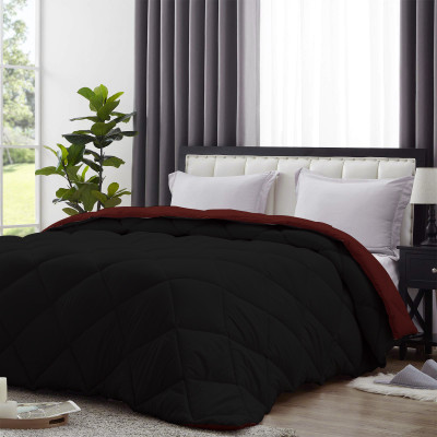 ACHIR Solid Single Comforter for  Heavy Winter(Polyester, Black, Wine)