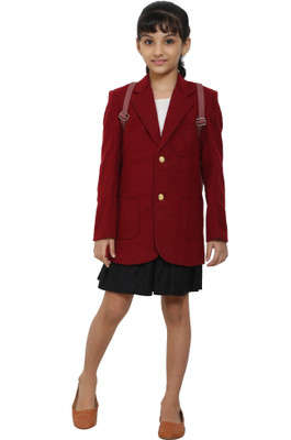DYWER Self Design Single Breasted Formal Men & Women Blazer(Maroon)