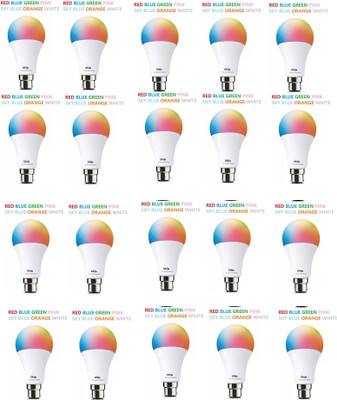 Dhija 9 W Basic Round B22 LED Bulb(Multicolor, Pack of 20)