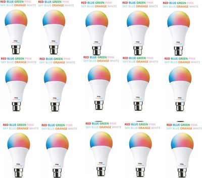 Dhija 9 W Basic Round B22 LED Bulb(Multicolor, Pack of 15)