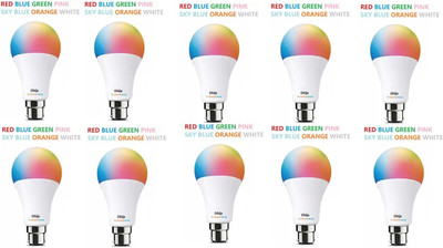 Dhija 9 W Basic Round B22 LED Bulb(Multicolor, Pack of 10)