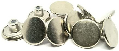 REENA Plain Silver Metal Buttons 17mm Diameter snap on no sew Bronze Buttons for Jeans Jackets etc. Bronze Finish (Plain Silver 17mm, 10 Pieces Set) Silver Metal Buttons(Pack of 10)