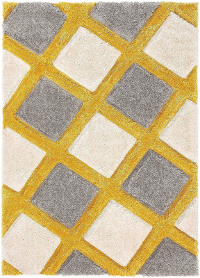 RM Handloom Yellow, Grey Polyester Carpet(6 ft,  X 4 ft, Rectangle)
