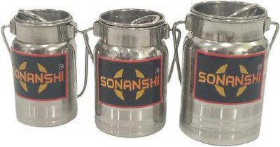 Sonanshi Steel Utility Container  - 400 ml, 500 ml, 600 ml(Pack of 3, Silver)