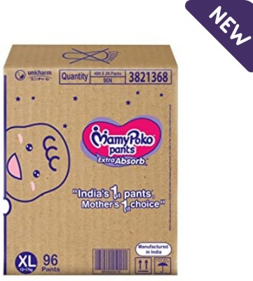 MamyPoko Mamy poko Pants Extra Absorb Diaper - Extra Large Size, Pack of 96 Diapers (XL 96) - XL(96 Pieces)