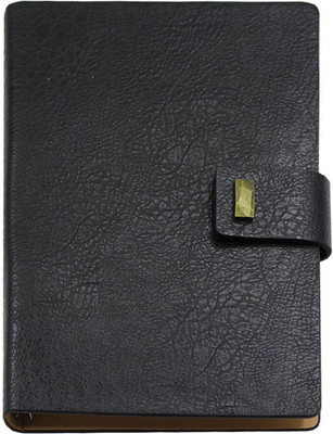 Viva Global ICON Ringbinder - 6 Ring Mechanism Refillable and Antique Metal Button Closure B5 Notebook Ruled Pages 200 Pages(Black)