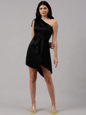 NEUDIS Women Asymmetric Black Dress