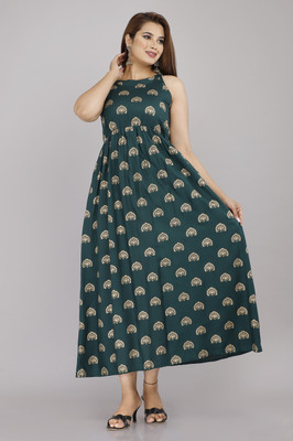 CZUB Women Maxi Green Full Length Dress