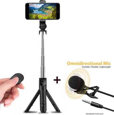 POZUB New Hot Selling Foldable Mobile Phone Bluetooth Selfie Stick + Lapel 3.5mm Collar Microphone wired mic plug & play condenser Lavalier microphone PZB-XT012 Wireless Bluetooth Selfie Stick Tripod with Wireless Detachable Remote Wireless Integrated Folding Telescopic Tripod Monopods Tripod Kit, T POZUB New Hot Selling Foldable Mobile Phone Bluetooth Selfie Stick + Lapel 3.5mm Collar Microphone wired mic plug & play condenser Lavalier microphone PZB-XT012 Wireless Bluetooth Selfie Stick Tripod with Wireless Detachable Remote Wireless Integrated Folding Telescopic Tripod Monopods Tripod Kit, T