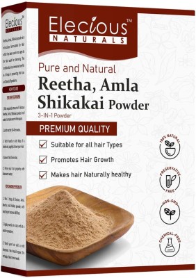 Elecious Premium Amla, Reetha, Shikakai Powder Combo Pack for Healthy Hair(200 g)