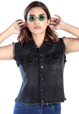 FCK-3 Sleeveless Solid Women Denim Jacket