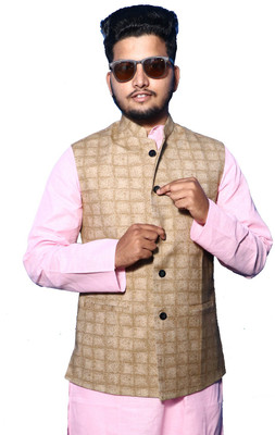 Deal4Online Sleeveless Self Design Men Jacket