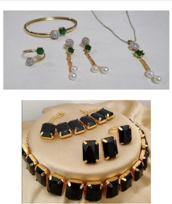 Radha Alloy Green Jewellery Set(Pack of 1)
