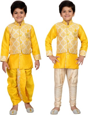 AJ Dezines Boys Festive & Party Kurta and Dhoti Pant Set(Yellow Pack of 1)