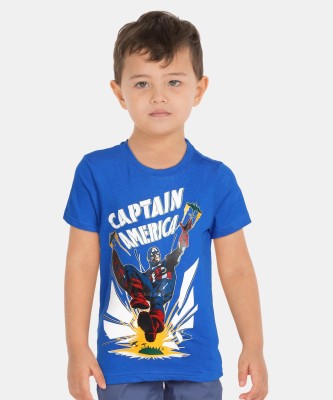 DISNEY BY MISS & CHIEF Boys Printed Pure Cotton T Shirt(Blue, Pack of 1)