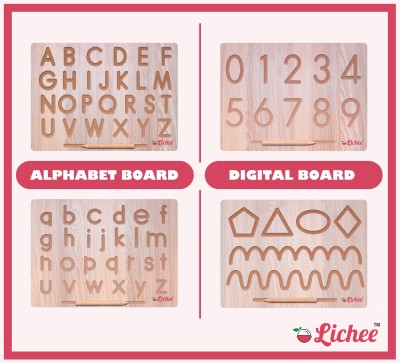 LICHEE 4 IN 2 Combo English Alphabet, Number and Patten Board|Capital Word 