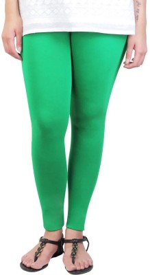 FIDATO Ankle Length  Western Wear Legging(Green, Solid)