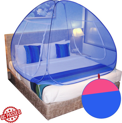 ShreejiHuf Polyester Adults Washable Mosquito Net Dark Blue And Blue Fold able Double Mosquito Net(Blue, Tent)
