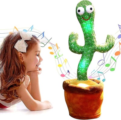 AASAVI Dancing Cactus Toy | LED Lights & Talking Musical Dancing Plush Cactus toy | Early Educational Toy for Kids Babies Children | Wriggle & Singing Repeating What You Say Cactus Toys 120 Songs(Green)
